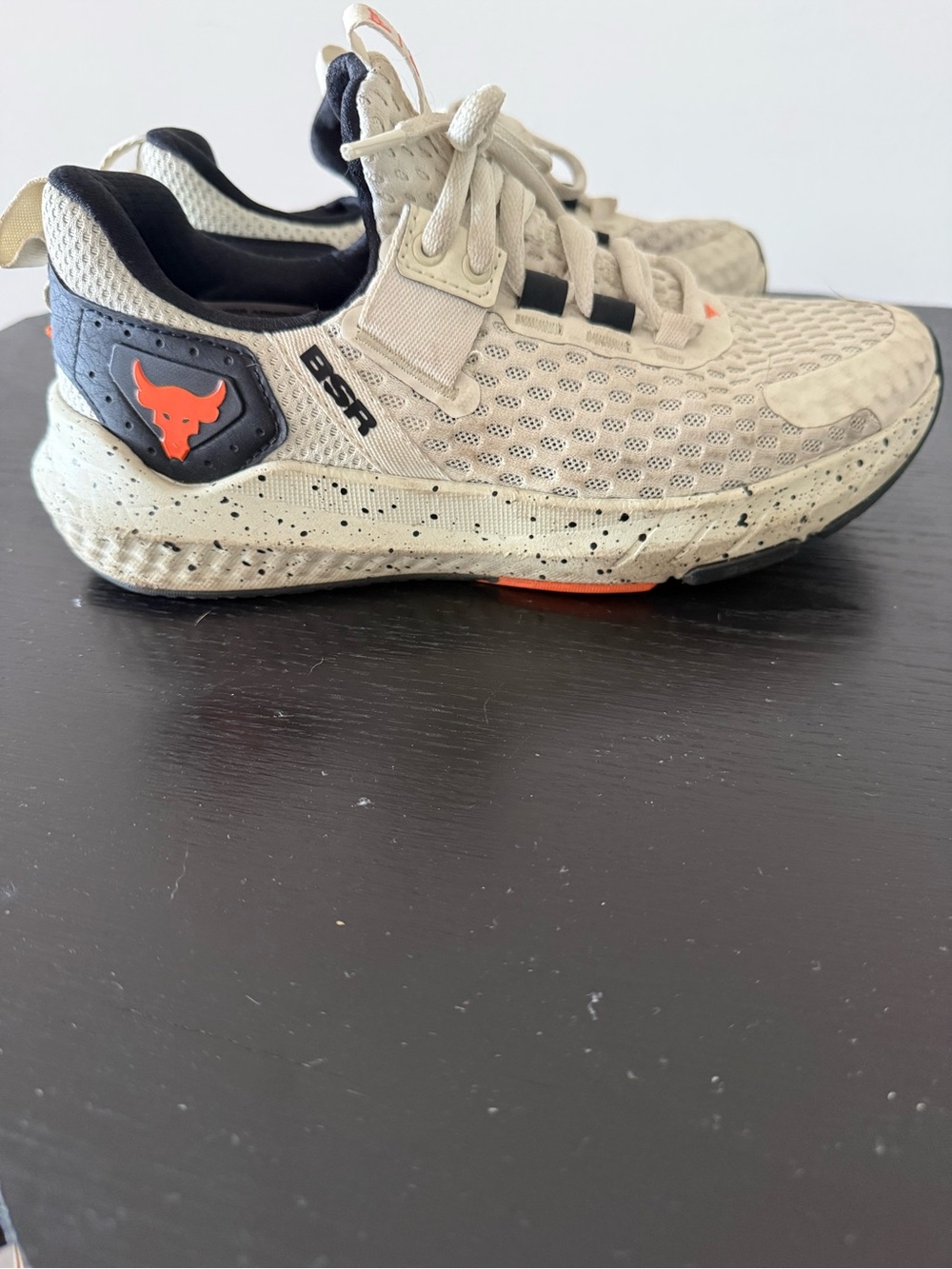 Under Armour Cream Athletic Sneakers with Black and Orange Details - Picture 3 of 7